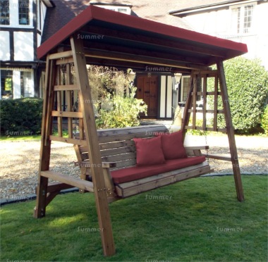 3 Seater Swing Seat 468 - Burgundy Showerproof Canopy, Fully Assembled, FSC® Certified 3 Seater Swing Seat 468 - Burgundy Showerproof Canopy, Fully Assembled, FSC® Certified