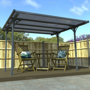 Aluminium Gazebo 490 - Adjustable Posts, Polycarbonate Roof