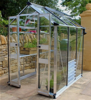 Aluminium Greenhouse 242 - Silver, Zero Threshold Doorway