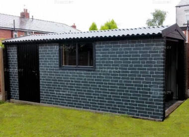 Brick Apex Concrete Garage 468 - Charcoal, Guttering Brick Apex Concrete Garage 468 - Charcoal, Guttering