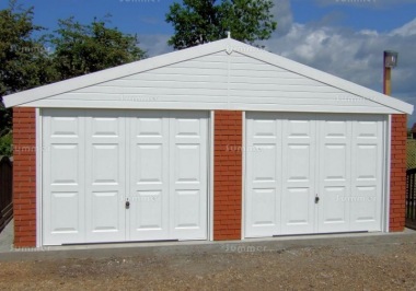 Brick Apex Double Concrete Garage 533 - PVCu Windows and Fascias