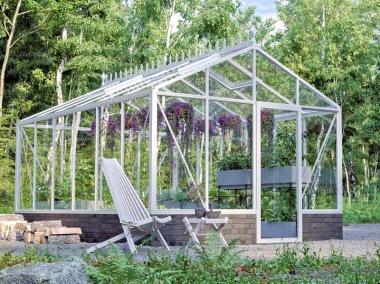 Dwarf Wall Aluminium Greenhouse 754 - Box Section, Powder Coated Dwarf Wall Aluminium Greenhouse 754 - Box Section, Powder Coated