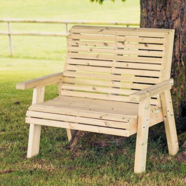 High Back 2 Seater Bench 697 - Pressure Treated, Fully Assembled