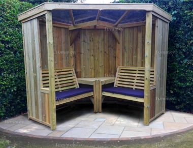 Pressure Treated Corner Arbour 927 - Polypropylene Roof, Fully Assembled Pressure Treated Corner Arbour 927 - Polypropylene Roof, Fully Assembled