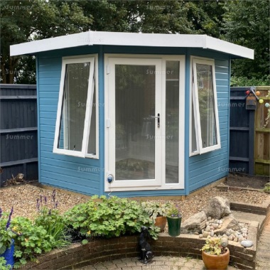 Corner Summerhouse 449 - Painted, Double Glazed PVCu, Fitted Free Corner Summerhouse 449 - Painted, Double Glazed PVCu, Fitted Free