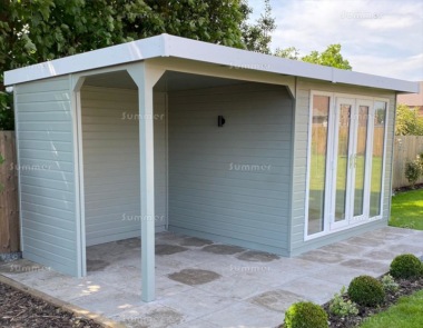 Pent Garden Office 456 - Painted, PVCu, Verandah, Fitted Free