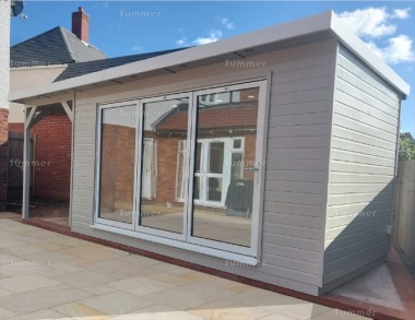 Pent Garden Office 459 - Painted, Bi-fold Door, Verandah, Fitted Free Pent Garden Office 459 - Painted, Bi-fold Door, Verandah, Fitted Free