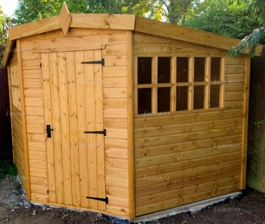 Corner Shed 107 - Georgian, T and G Floor and Roof, Fitted Free Corner Shed 107 - Georgian, T and G Floor and Roof, Fitted Free