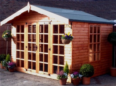 Georgian Apex Summerhouse 13 - Double Door, Sidelights, Fitted Free Georgian Apex Summerhouse 13 - Double Door, Sidelights, Fitted Free