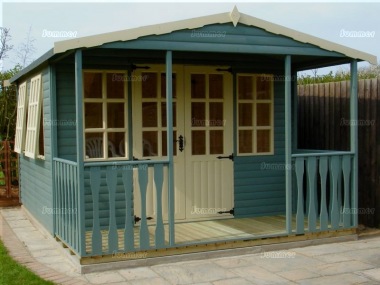 Georgian Apex Summerhouse 18 - Painted, Double Door, Fitted Free Georgian Apex Summerhouse 18 - Painted, Double Door, Fitted Free