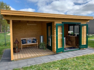 45mm Pent Roof Gazebo 621 - With Integral Summerhouse, Dovetail Joints 45mm Pent Roof Gazebo 621 - With Integral Summerhouse, Dovetail Joints