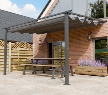 Lean To Gazebo 160 - Powder Coated Aluminium, Retractable Canopy