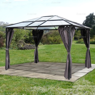 Metal Gazebo 284 - Polycarbonate Roof, Side Curtains