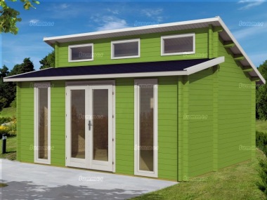 70mm Log Cabin 455 - Split Level Roof, Double Glazed 70mm Log Cabin 455 - Split Level Roof, Double Glazed