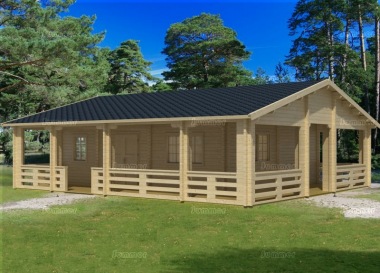 Four Room Side Door Apex Log Cabin 827 - Double Glazed, Verandah Four Room Side Door Apex Log Cabin 827 - Double Glazed, Verandah