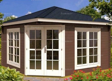 Corner Log Cabin 326 - 40mm, Double Glazed, Plain or Georgian