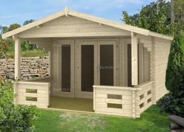 Double Door 40mm Apex Log Cabin 592 - Verandah, Double Glazed