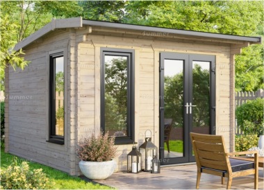 45mm Side Door Apex Log Cabin 901 - Double Glazed PVCu, Large Panes 45mm Side Door Apex Log Cabin 901 - Double Glazed PVCu, Large Panes