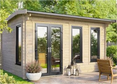 45mm Side Door Apex Log Cabin 903 - Double Glazed PVCu, Large Panes 45mm Side Door Apex Log Cabin 903 - Double Glazed PVCu, Large Panes
