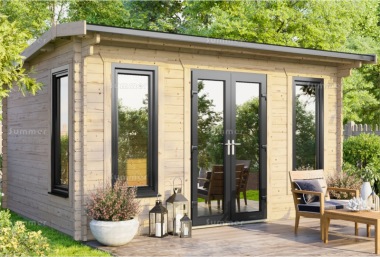 45mm Side Door Apex Log Cabin 905 - Double Glazed PVCu, Large Panes 45mm Side Door Apex Log Cabin 905 - Double Glazed PVCu, Large Panes