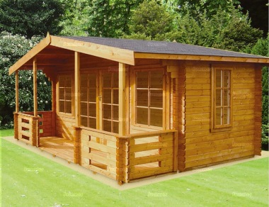 Georgian Apex Double Door Log Cabin 134 - Verandah, FSC® Certified Georgian Apex Double Door Log Cabin 134 - Verandah, FSC® Certified