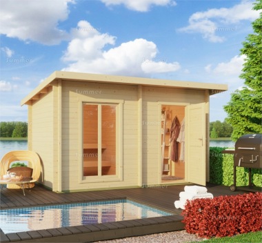 Two Room Pent Roof Log Cabin 090 - Double Glazed, FSC® Certified Two Room Pent Roof Log Cabin 090 - Double Glazed, FSC® Certified