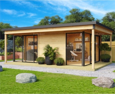 Two Room 45mm Log Cabin 153 - Modern Aluminium Hybrid, FSC® Certified Two Room 45mm Log Cabin 153 - Modern Aluminium Hybrid, FSC® Certified