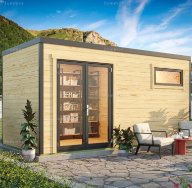 Two Room 45mm Log Cabin 333 - Modern Aluminium Hybrid, FSC® Certified Two Room 45mm Log Cabin 333 - Modern Aluminium Hybrid, FSC® Certified