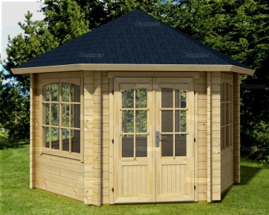 Hexagonal Double Door 45mm Log Cabin 96 - FSC® Certified Hexagonal Double Door 45mm Log Cabin 96 - FSC® Certified