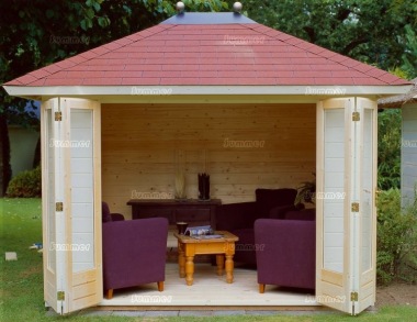 Hipped Roof Folding Door Log Cabin 309 - Bespoke Hipped Roof Folding Door Log Cabin 309 - Bespoke