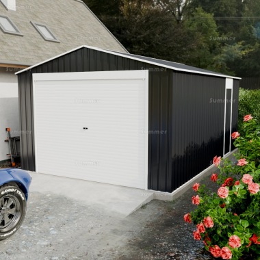 Apex Metal Garage 386 - Roller Shutter Door, Galvanized Steel