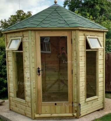 Octagonal Summerhouse 734 - Pressure Treated, Felt Tiles, Fitted Free