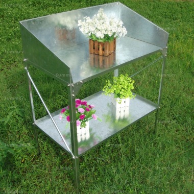 2 Tier Galvanized Steel Potting Bench 393 - High Back & Sides