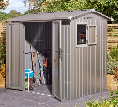 Apex Metal Shed 524 - Hinged Doors, Extra Tall, Galvanized Steel Apex Metal Shed 524 - Hinged Doors, Extra Tall, Galvanized Steel