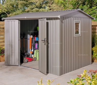 Apex Metal Shed 525 - Hinged Doors, Extra Tall, Galvanized Steel Apex Metal Shed 525 - Hinged Doors, Extra Tall, Galvanized Steel