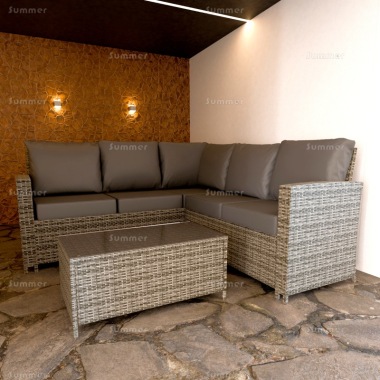 6 Seater Rattan Corner Lounge Set 410 - Steel Frame, 100mm Cushions