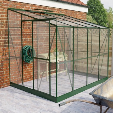 Aluminium Lean To Greenhouse 336 - Polycarbonate, Green Finish