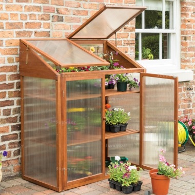 Polycarbonate Growhouse 076 - Hardwood, 2 Shelves, FSC® Certified Polycarbonate Growhouse 076 - Hardwood, 2 Shelves, FSC® Certified