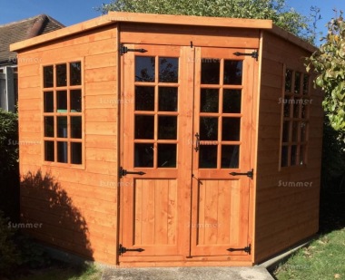 Corner Summerhouse 063 - Shiplap, Georgian, Double Door