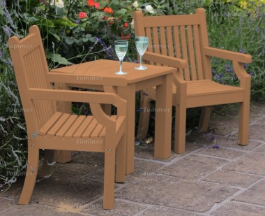 Synthetic Wood 2 Seat Bistro Set 260 - Teak Finish, Maintenance Free