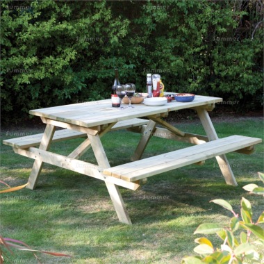 Pressure Treated 6 Seater Picnic Bench 787 - 5ft Benches, PEFC Certified Pressure Treated 6 Seater Picnic Bench 787 - 5ft Benches, PEFC Certified