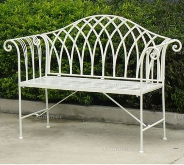 2 Seater Vintage Bench 630 - Wrought Iron, White Antique Finish