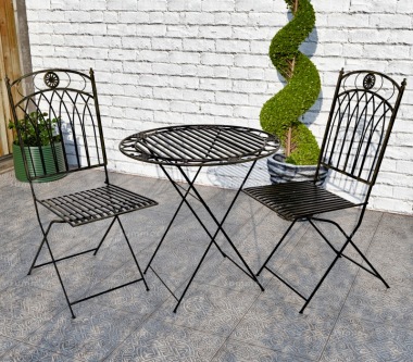 Vintage 2 Seat Bistro Set 613 - Black Antique Finish, Fully Assembled Vintage 2 Seat Bistro Set 613 - Black Antique Finish, Fully Assembled