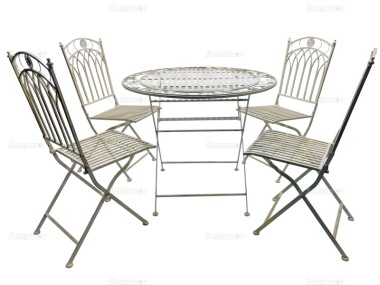 Vintage 4 Seat Dining Set 618 - White Antique Finish, Fully Assembled