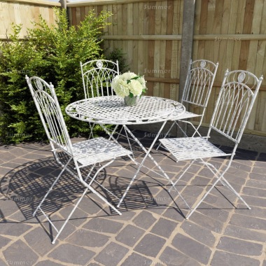 Vintage 4 Seat Dining Set 618 - White Antique Finish, Fully Assembled Vintage 4 Seat Dining Set 618 - White Antique Finish, Fully Assembled