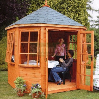 Georgian Octagonal Summerhouse 23 - Double Door, Fitted Free Georgian Octagonal Summerhouse 23 - Double Door, Fitted Free