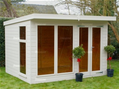Pent Summerhouse 237 - Low Level Glazing, Double Door, Fitted Free Pent Summerhouse 237 - Low Level Glazing, Double Door, Fitted Free