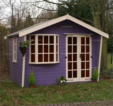 Cabin Style Apex Summerhouse 429 - Painted, Bay Window, Fitted Free Cabin Style Apex Summerhouse 429 - Painted, Bay Window, Fitted Free