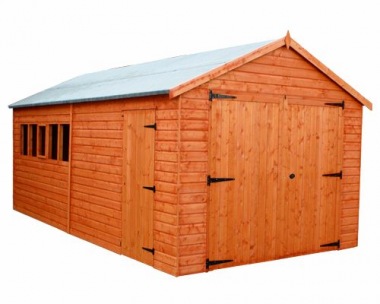 Wooden Garage 228 - Apex, Shiplap, Hinged Doors