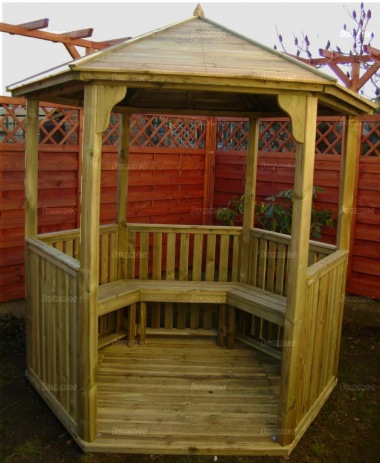 Gazebo 211 - Hexagonal, Pressure Treated, Slatted Roof